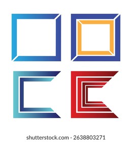 Set colorful stripe square logo template for business and company