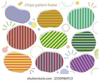 A set of colorful, striped, fluffy speech bubbles