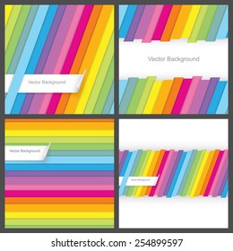 Set of colorful striped seamless background.