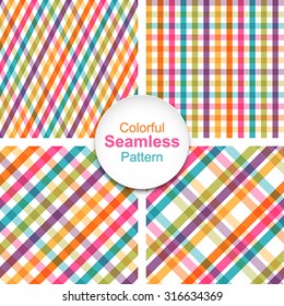 Set of colorful striped seamless patterns. Global colors - easy to change.