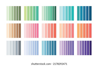 Set colorful stripes gradient palletes  Geometric square shape background  blended mixed color lines  Abstract colorful gradient  color schemes  Trends color combinations  swatches for design  decor
