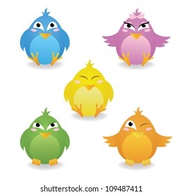 Set of colorful stylized birds.