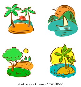 Set of colorful summer icons