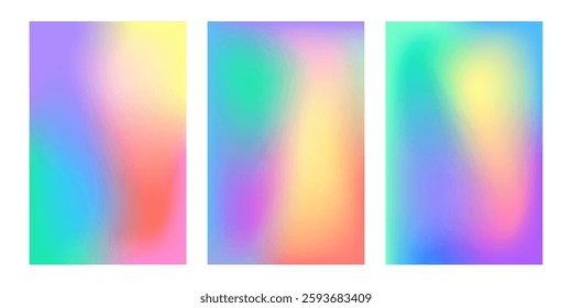 Set of colorful summer mesh gradient vector texture background