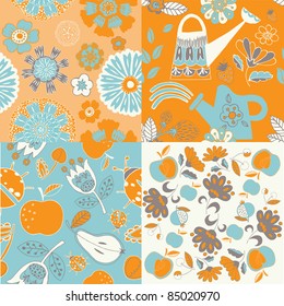 set of colorful summery floral patterns