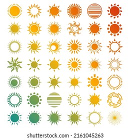 Set of colorful sun burst stickers. Vector starburst price tag icon. Set badge shape. Isolated sale promo pricetags. Badges on white background. Round sun splash in simple design. Wave vignette.