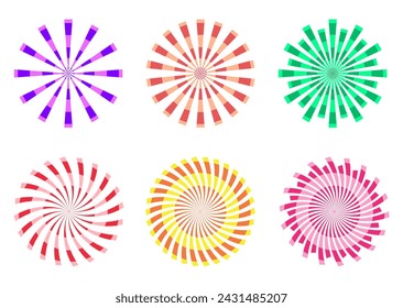 set colorful sunburst icon element. Firework explosion symbol vector illustration