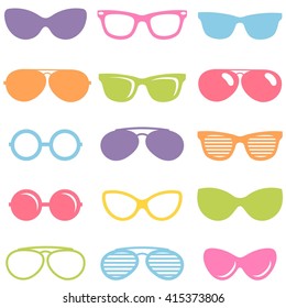 Set of colorful sunglasses icons