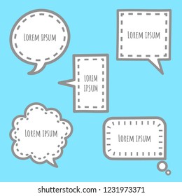 set of colorful sweet cute speech bubble balloon think,speak,talk,template,art,flat,design, text box banner frame , vector illustration