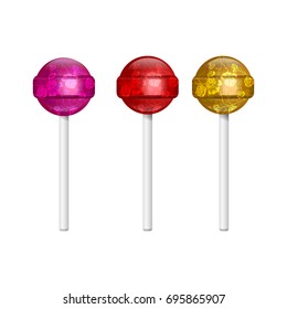 set Colorful  sweet lollipops isolated on a white background. Vector illustration.