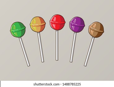 Set colorful sweet lollipops. Vector illustration.