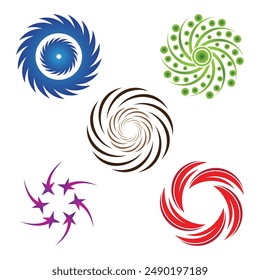 Set of Colorful Swirls Design Elements. Vector Illustration. vortex logo symbol