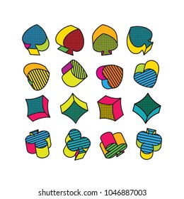 Set of colorful symbols of playing cards in the style of pop art