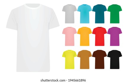 Set of colorful t shirts. vector