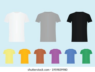Set of colorful t shirts. vector
