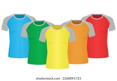 Set of colorful t shirts. vector