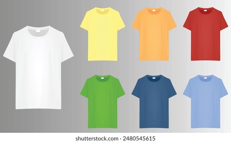 Set of colorful t shirts. vector