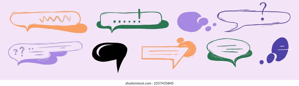Set of colorful talking speech balloons Bubble Conversation Chat Debate, speech balloon, chat bubble line art vector icons for apps and websites