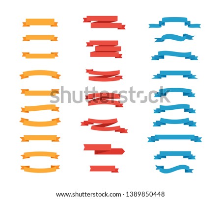 Set of colorful Tapes in flat design. Vector Ribbons Banners isolated. Ribbons Banners collection. Vector illustration