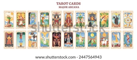 Set of colorful tarot cards. Tarot cards major arcana. flat style.
