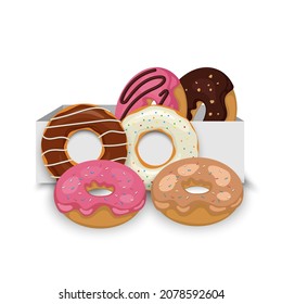 Coloridos y sabrosos donuts, ilustración vectorial