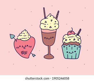 set of colorful tasty isolated ice cream. ice cream vector illustration . drawing doodle style