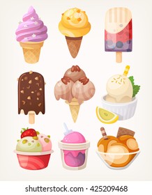 Set Colorful Tasty Isolated Ice Cream Stock Vector (Royalty Free ...