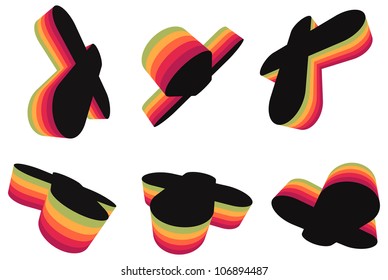 Set of colorful techno elements for print multimedia and web