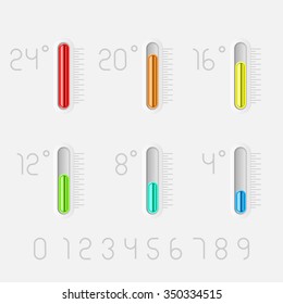 Set of colorful temperature indicators