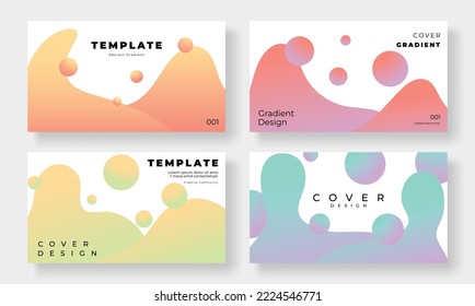 Conjunto de coloreado vector de diseño de fondo de plantilla. Colección de forma orgánica creativa de color gradiente abstracto vibrante con burbuja de círculo. Ilustración de diseño artístico para tarjeta de visita, portada, banner.