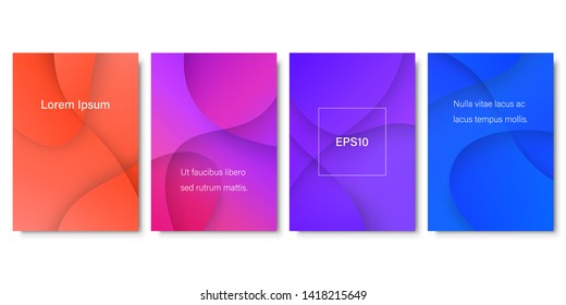 Set of Colorful Templates with 3D Effect. Abstract Fluid Design Backgrounds. EPS10.