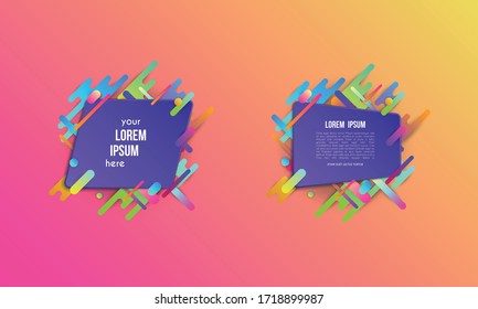 Set of colorful templates with abstract gradient shapes. Neon color lines and cards in a modern trendy design style. Futuristic vector lined background