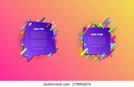 Set of colorful templates with abstract gradient shapes. Neon color lines and cards in a modern trendy design style. Futuristic vector lined background