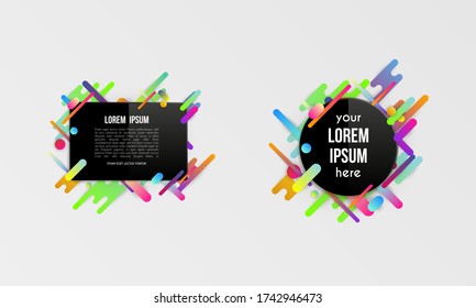 Set of colorful templates with abstract gradient shapes. Neon color lines and cards in a modern trendy design style. Futuristic vector lined background