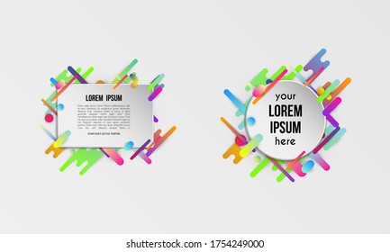 Conjunto de plantillas coloridas con formas de degradado abstracto. Líneas de color neón y tarjetas de diseño moderno. Fondo vectorial futurista