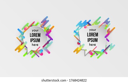 Set of colorful templates with abstract gradient shapes. Neon color lines and cards in a modern trendy design style. Futuristic vector lined background
