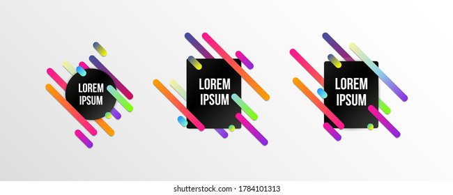 Set of colorful templates with abstract gradient shapes. Neon color lines and cards in a modern trendy design style. Futuristic vector lined background