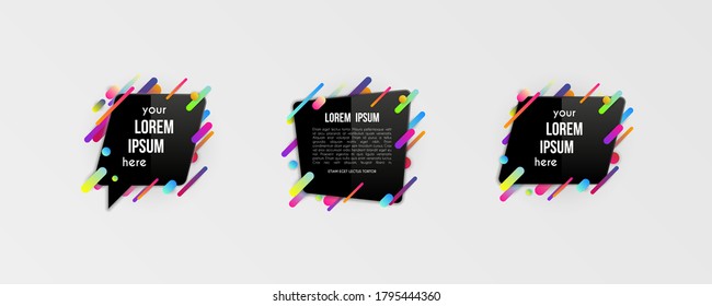Conjunto de plantillas coloridas con formas de degradado abstracto. Líneas de color neón y tarjetas de diseño moderno. Fondo vectorial futurista
