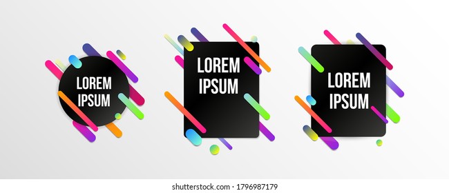 Conjunto de plantillas coloridas con formas de degradado abstracto. Líneas de color neón y tarjetas de diseño moderno. Fondo vectorial futurista