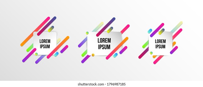 Conjunto de plantillas coloridas con formas de degradado abstracto. Líneas de color neón y tarjetas de diseño moderno. Fondo vectorial futurista