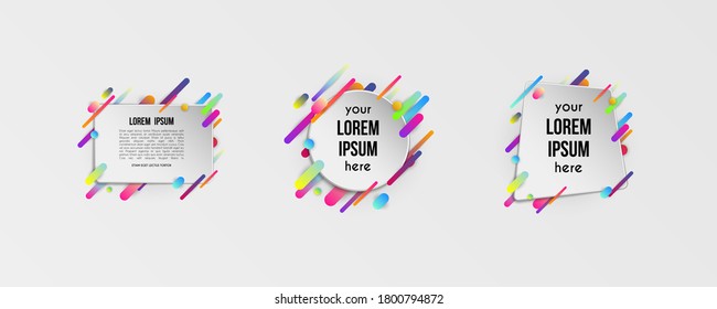Set of colorful templates with abstract gradient shapes. Neon color lines and cards in a modern trendy design style. Futuristic vector lined background