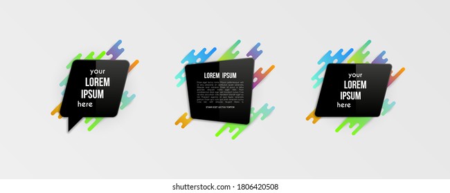 Set of colorful templates with abstract gradient shapes. Neon color lines and cards in a modern trendy design style. Futuristic vector lined background