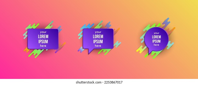 Eine Reihe von bunten Vorlagen mit abstrakten Farbverlauf-Formen. Neonfarben und -karten in modernem Design. Futuristische Vektorgrafik-Hintergrund