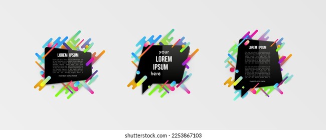 Set of colorful templates with abstract gradient shapes. Neon color lines and cards in a modern trendy design style. Futuristic vector lined background