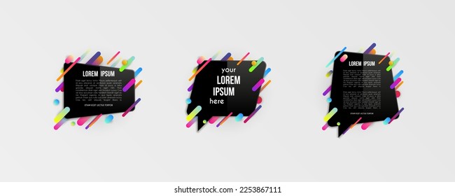 Conjunto de plantillas coloridas con formas de degradado abstracto. Líneas de color neón y tarjetas de diseño moderno. Fondo vectorial futurista