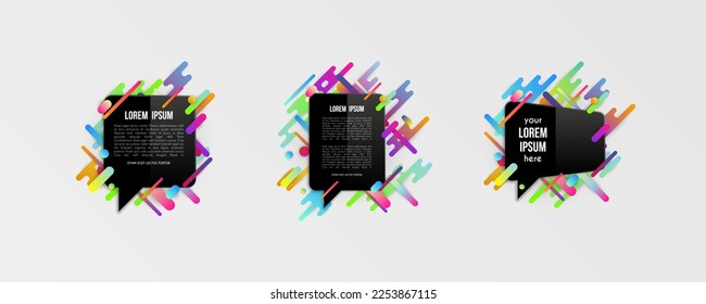 Conjunto de plantillas coloridas con formas de degradado abstracto. Líneas de color neón y tarjetas de diseño moderno. Fondo vectorial futurista