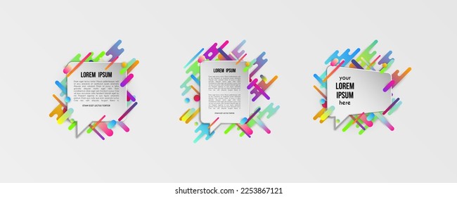 Set of colorful templates with abstract gradient shapes. Neon color lines and cards in a modern trendy design style. Futuristic vector lined background