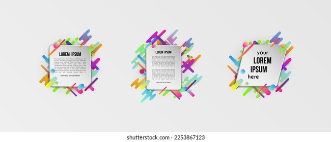 Set of colorful templates with abstract gradient shapes. Neon color lines and cards in a modern trendy design style. Futuristic vector lined background