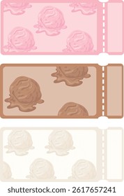 set of colorful templates with food, namely with ice cream scoops of different colors and flavors