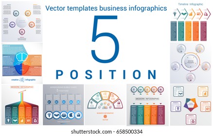 Set colorful templates for infographic 5 positions